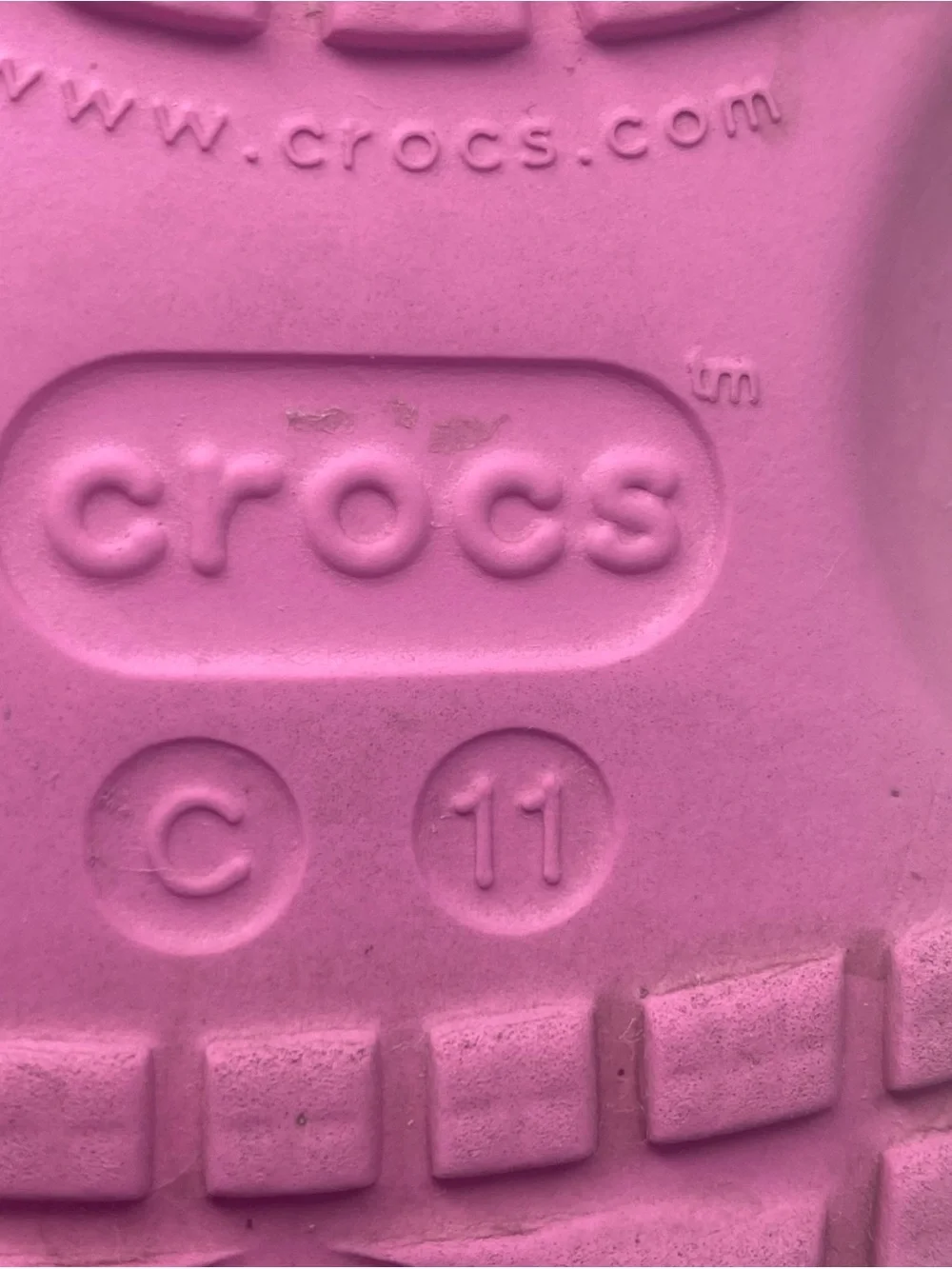 CROCS Pink Rainbow Print Clogs with Blue Heel Strap